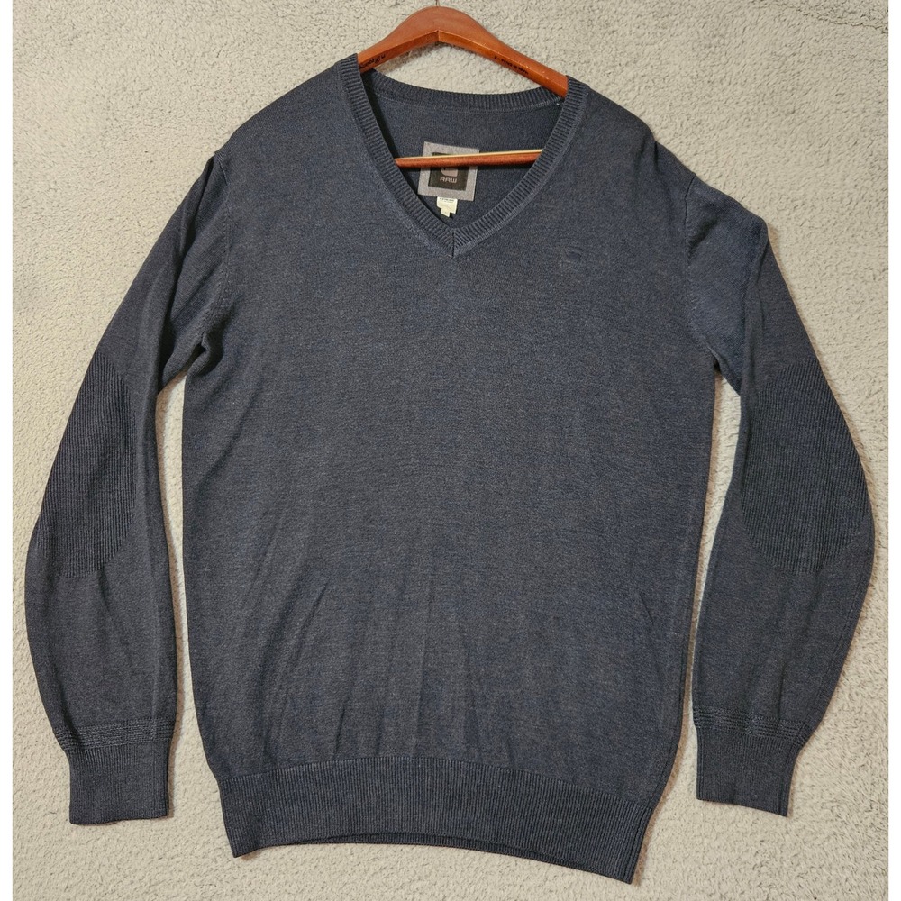 G-Star Men Jumper Sweater Berlow V Knit Navy Blue‎ Men's Size Large
